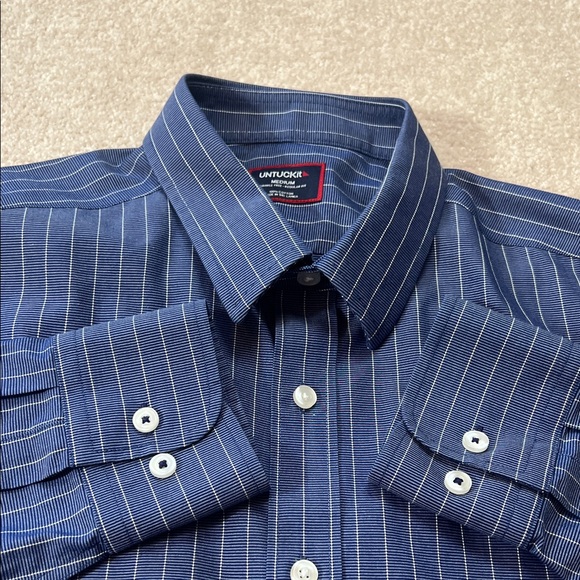 UNTUCKit Other - UNTUCKIT Medium Blue Grid Check Regular Fit Wrinkle Free Button Down‎ Shirt